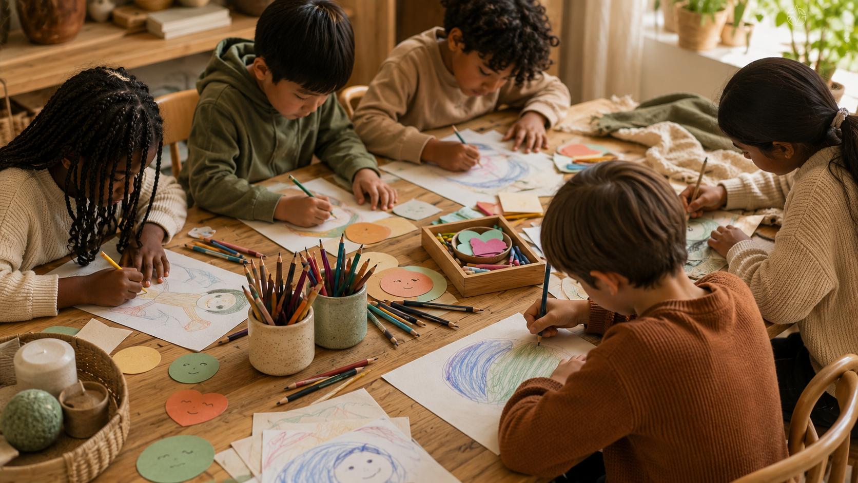 Children using creative tools together