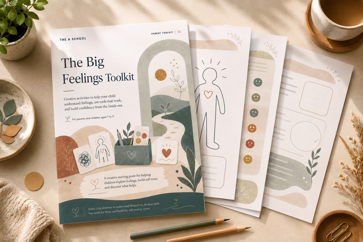 Big Feelings Toolkit desk mockup