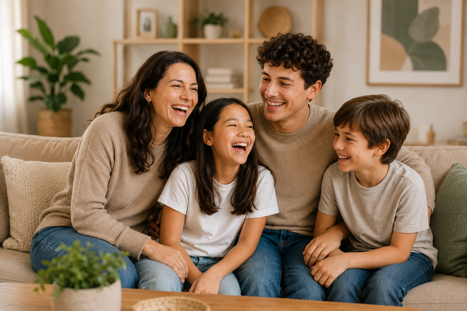Parent and child sharing a calm family connection moment