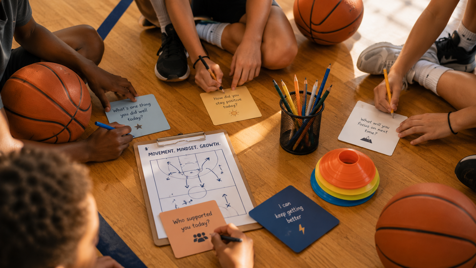 Basketball reflection cards for emotional awareness