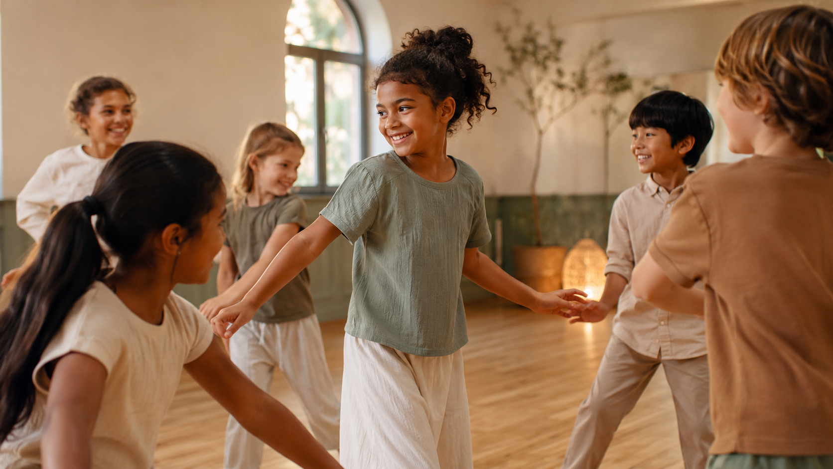 Children in a movement and confidence studio session